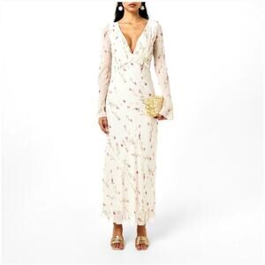 Love Shack Fancy Cream Azalea Floral Dalila Maxi Dress US 2